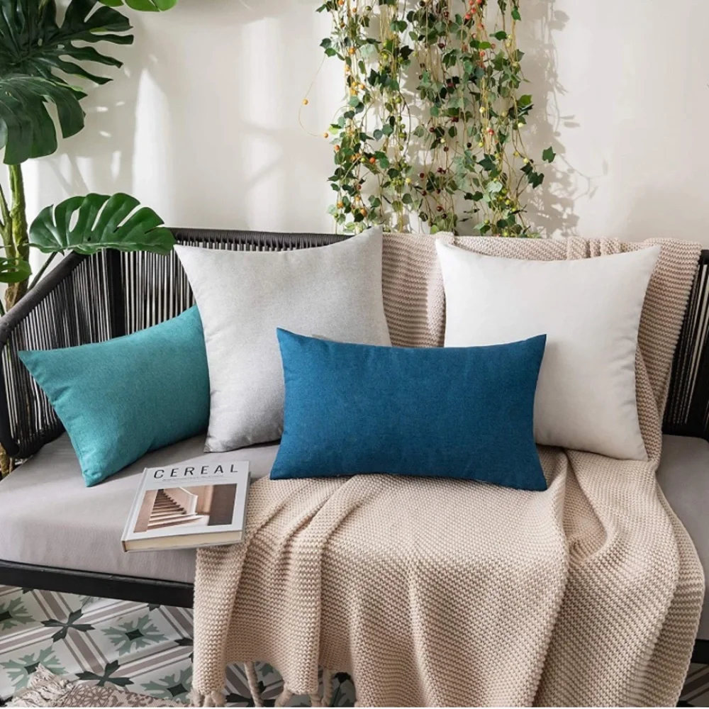 Luxury Home | Indoor/Outdoor Chic Blue Waterproof Lumbar Throw Pillow Covers